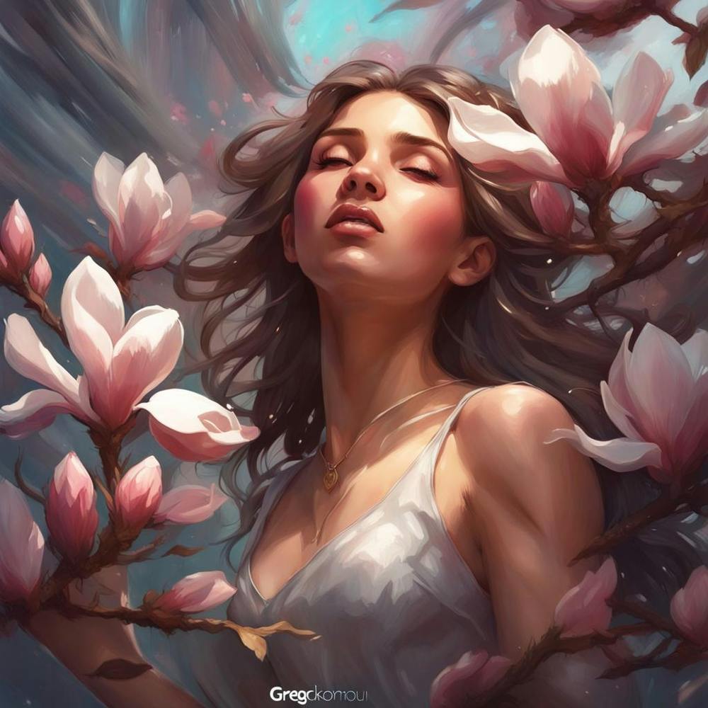 Mädchen mit Magnolienblüte