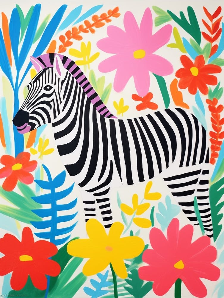 Colourful Kids Animal Art Zebra 5