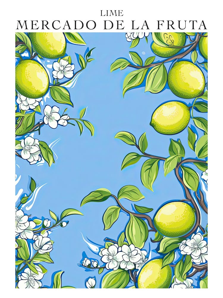 Mercado De La Fruta Lime Illustration 7 Poster