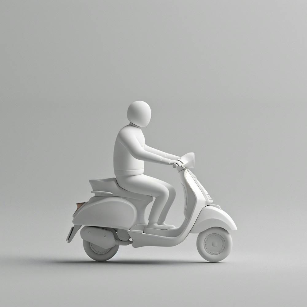 Man Riding A Scooter