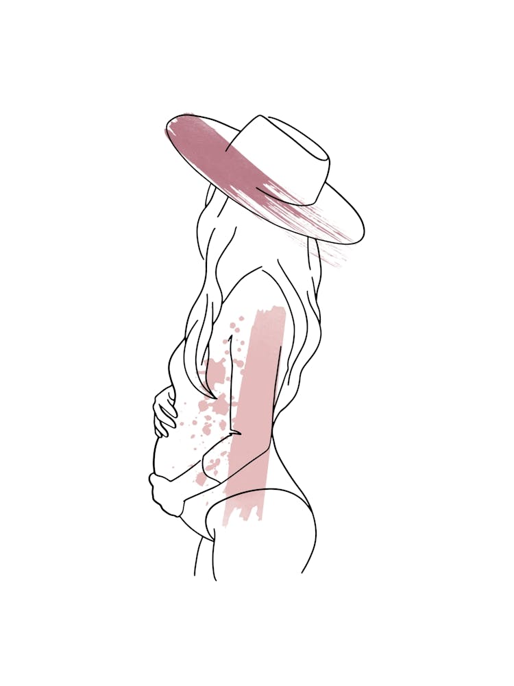 beautiful pregnant woman line art style