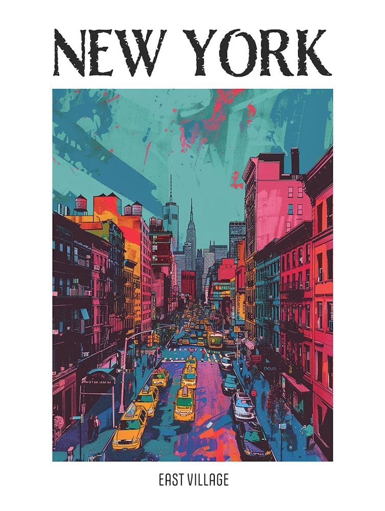 East Village New York Colourful Silkscreen Illustration 3 Poster