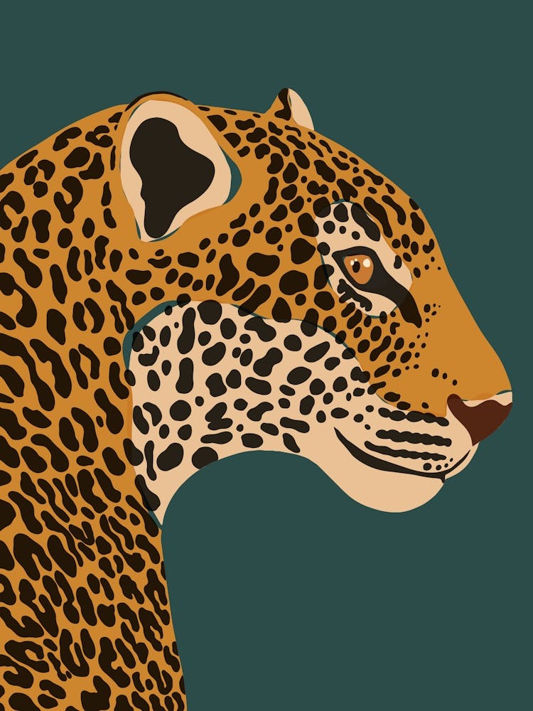 Jungle Safari Leopard on Dark Teal
