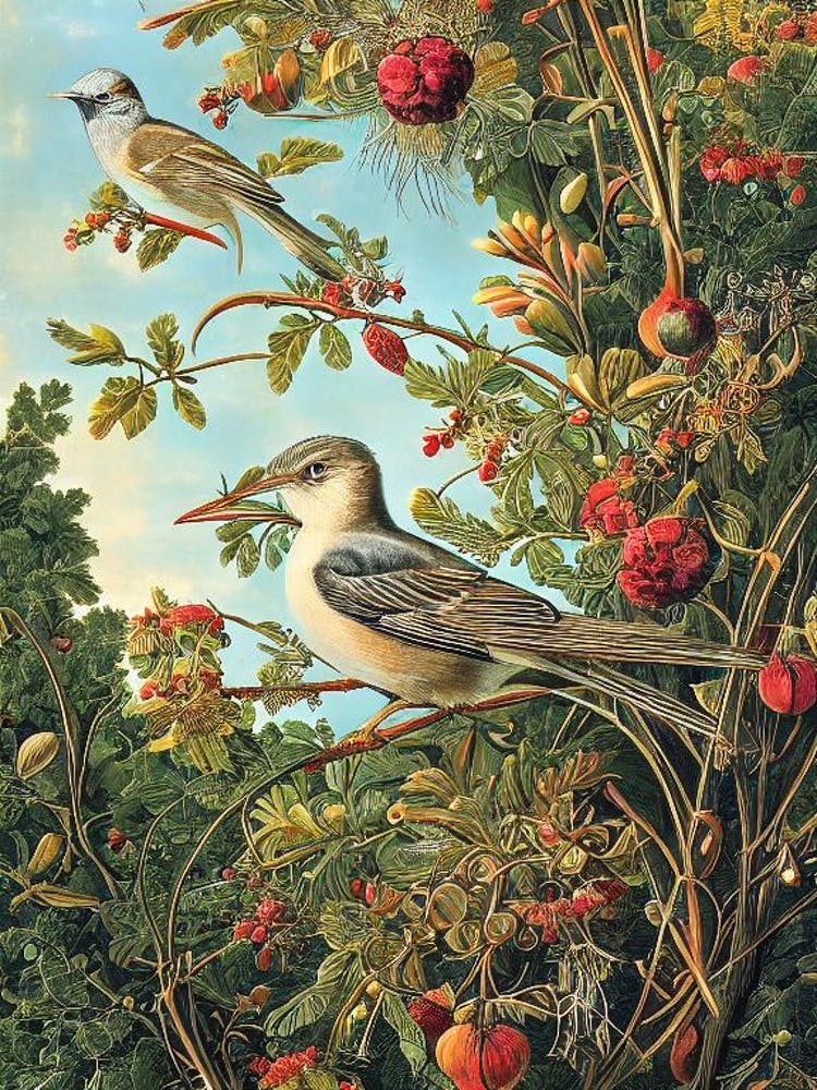 Mockingbird 2 Haeckel Style Vintage Illustration Bird