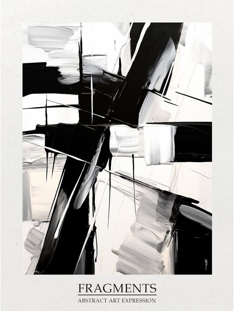 Fragments Abstract Black And White 4 Poster