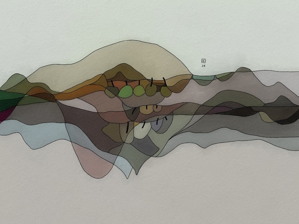 Abstract Landscape with Green Circles