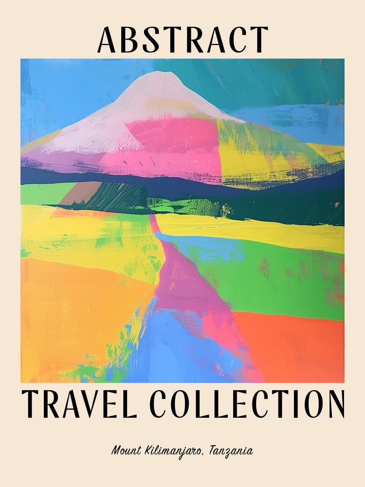 Abstract Travel Collection Poster Mount Kilimanjaro Tanzania 4