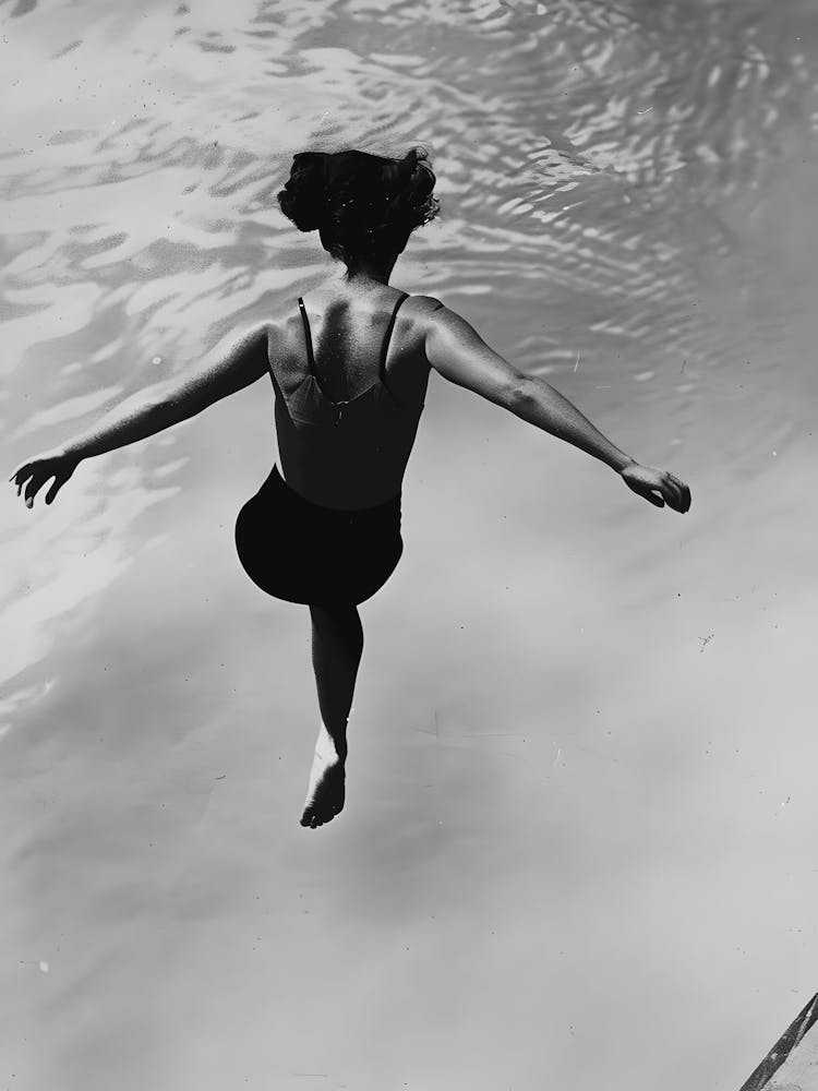 Woman Jumping Into The Water