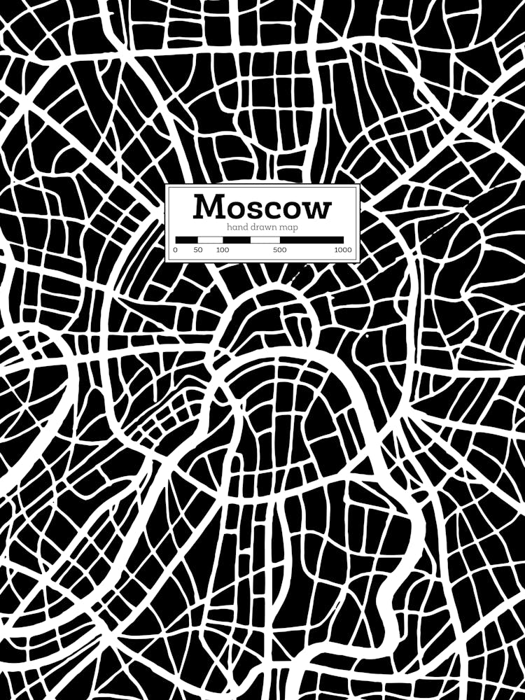 Moscow City Map — Hand-drawn map, vector black map