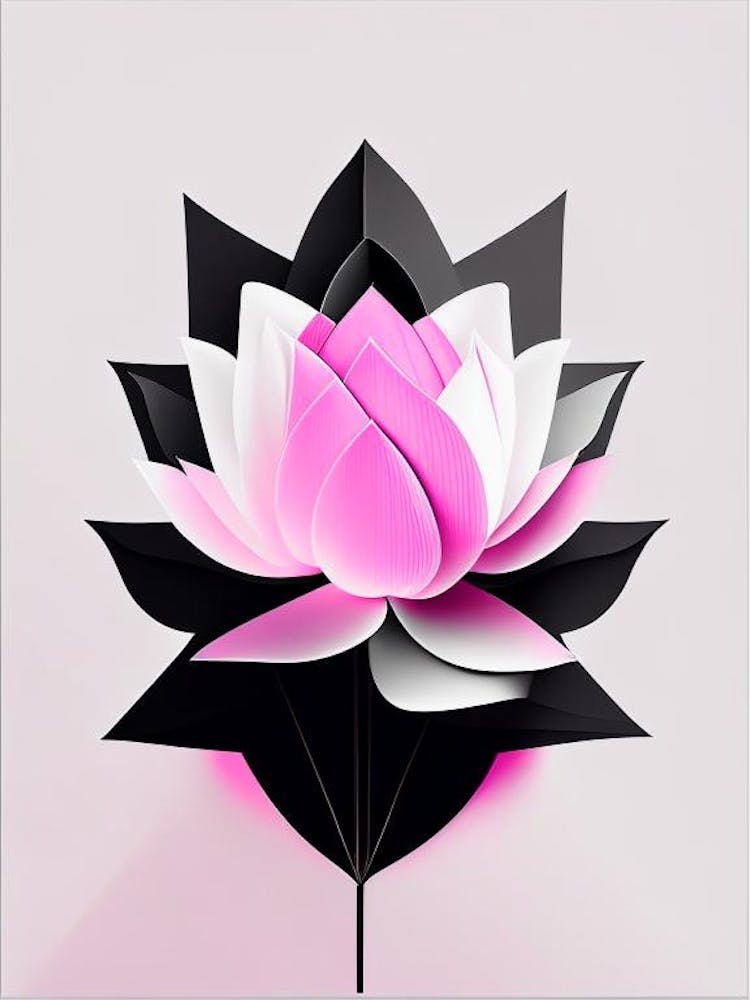 Pink Lotus Black And White Geometric 1