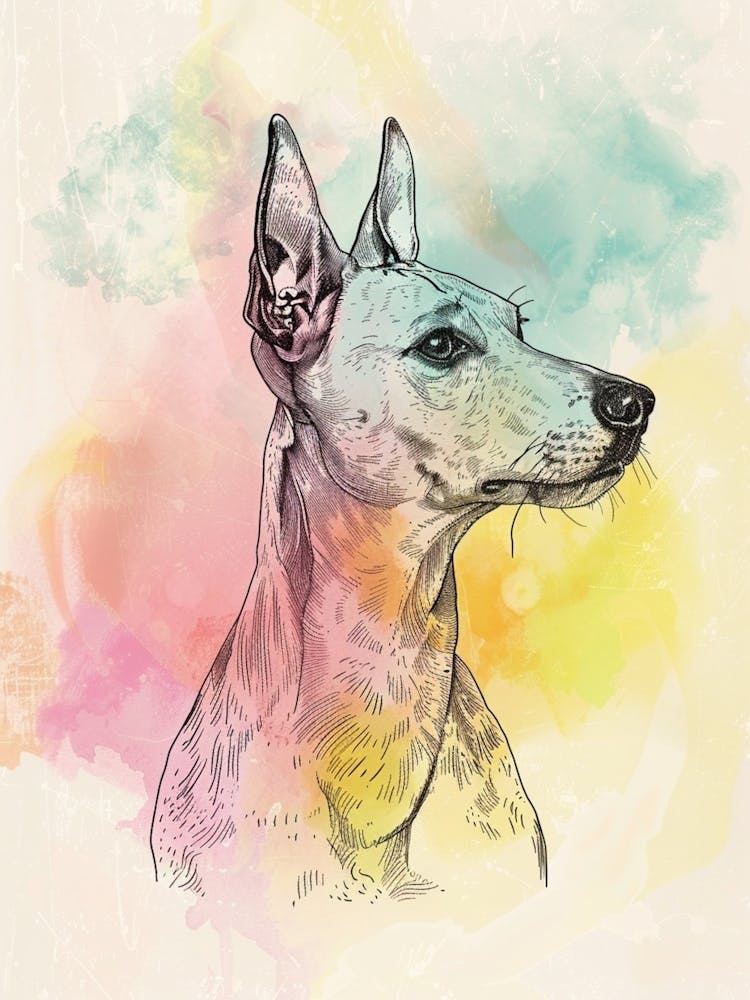 Colourful Watercolour Italian Greyhound Dog Line Illustration