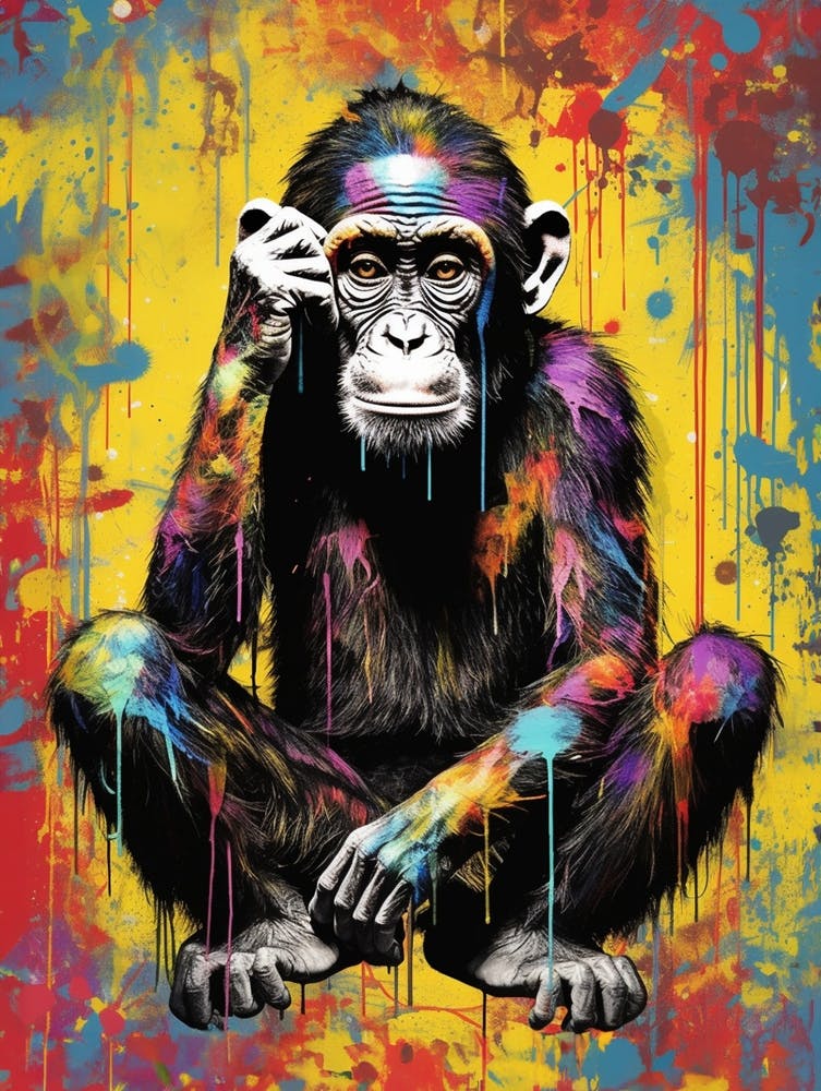 Singe Penseur Coloré Style Graffiti 2