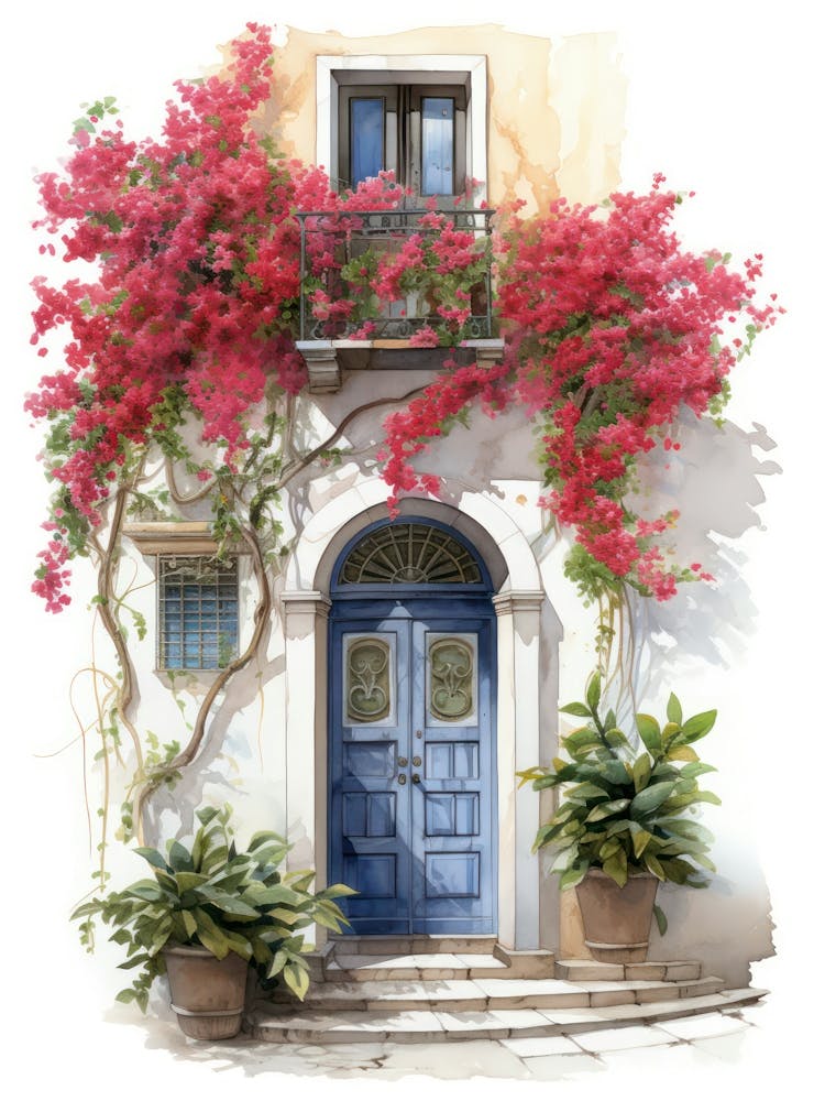 Tel Aviv, Israel   Mediterranean Doors Watercolour Painting 4