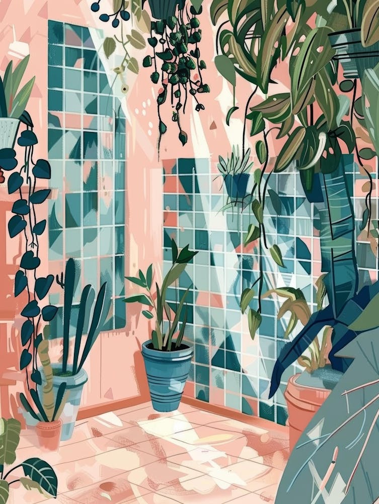 Illustration Of A Room With Plants