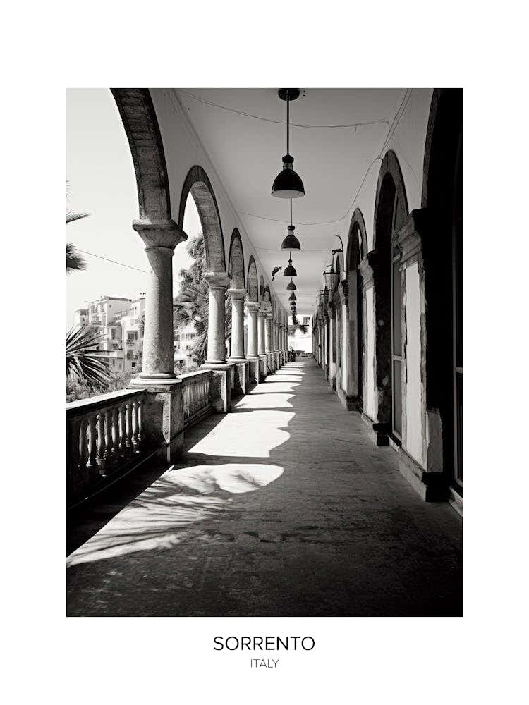 Poster Of Sorrento, Italy, Black And White Photo 4
