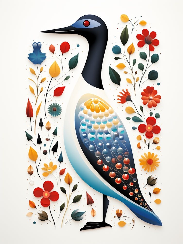 Scandinavian Bird Illustration Common Loon 1