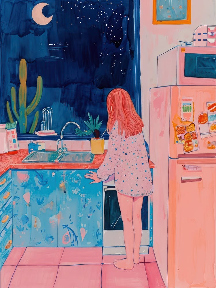 Midnight Snack Lo Fi Kawaii Illustration 4