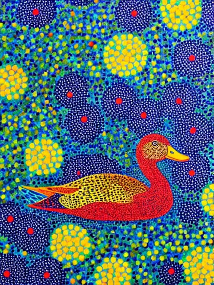 Mallard Duck Yayoi Kusama Style Illustration Bird