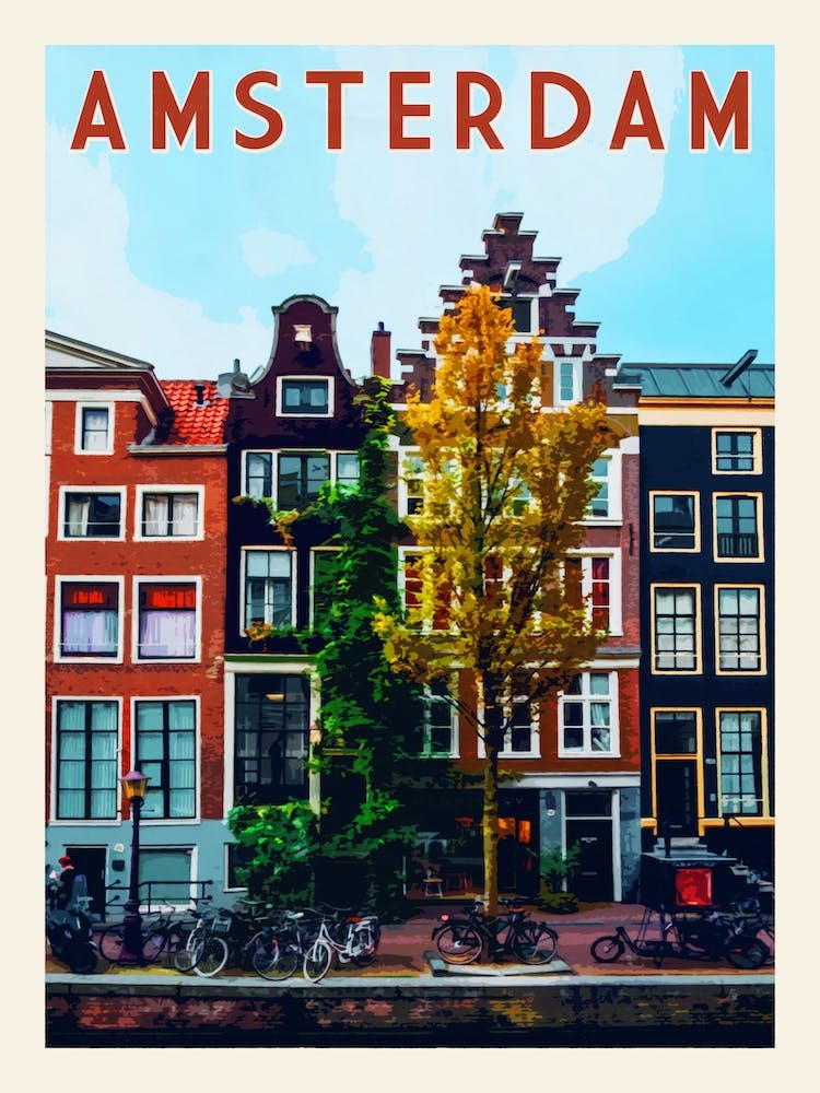 Amsterdam The Netherlands Travel Poster