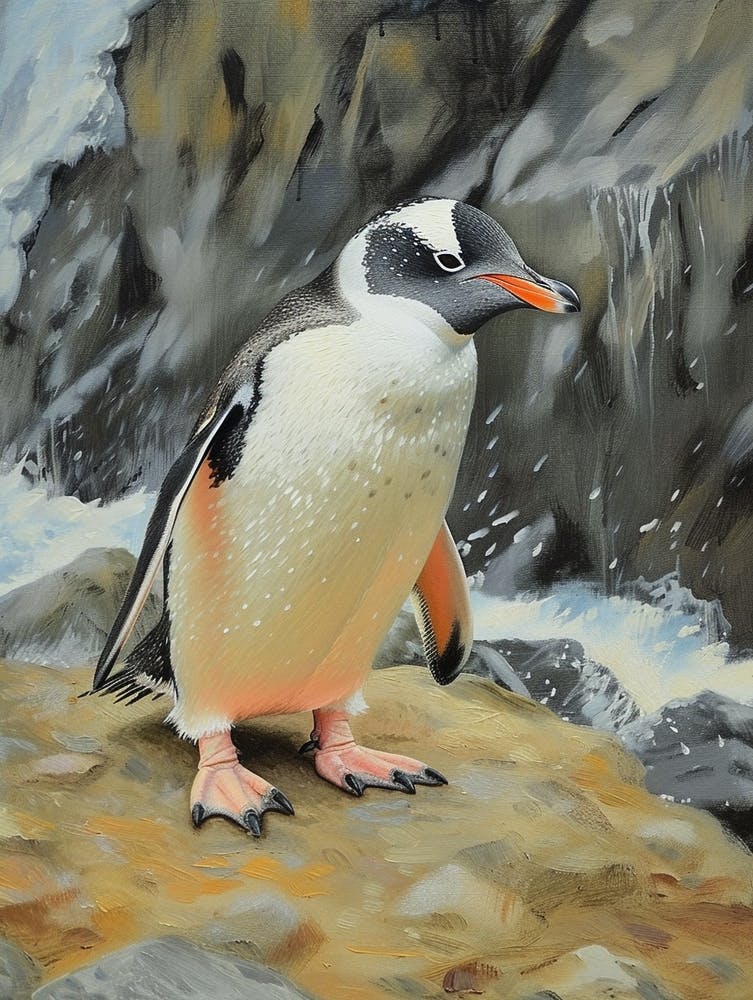 Adlie Penguin Deception Island Oil Painting 3
