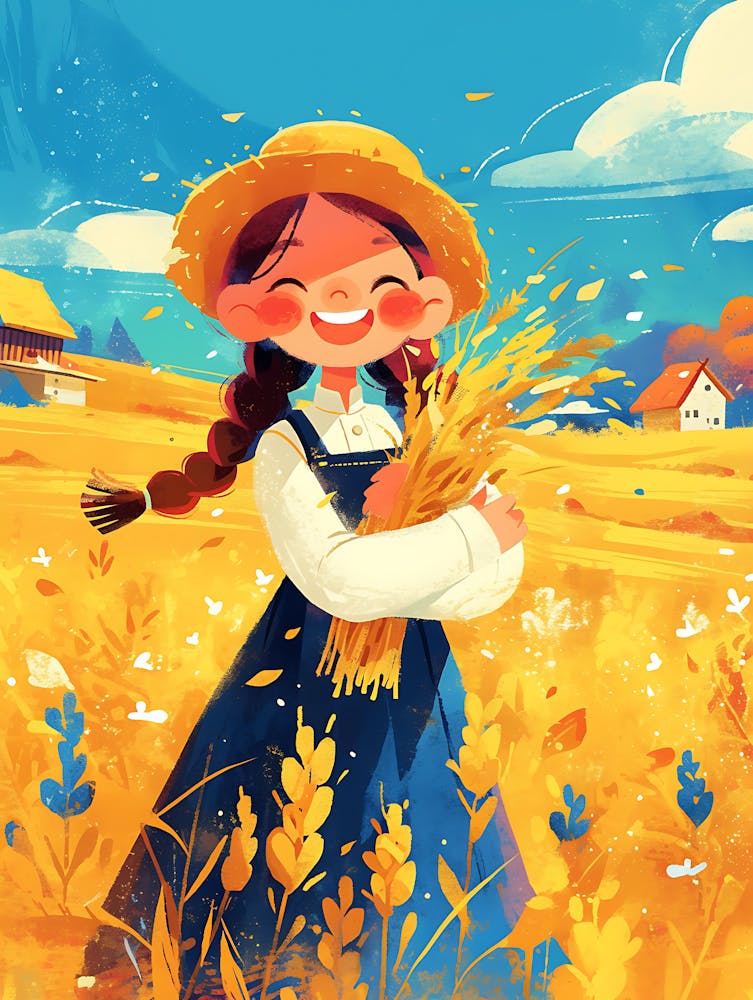 Cute Little Girl In A Wheat Field 12