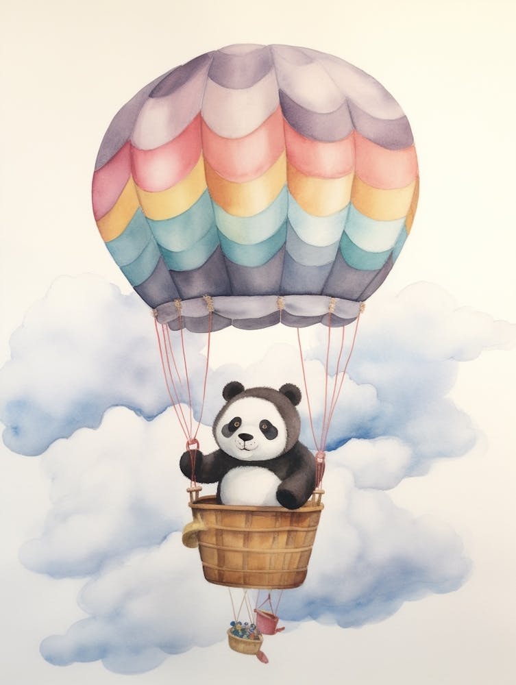 Baby-Panda 4 in einem Heißluftballon
