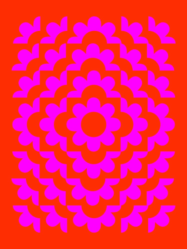 Abstract Flowers Pattern 3 In Red Shades Pop 01