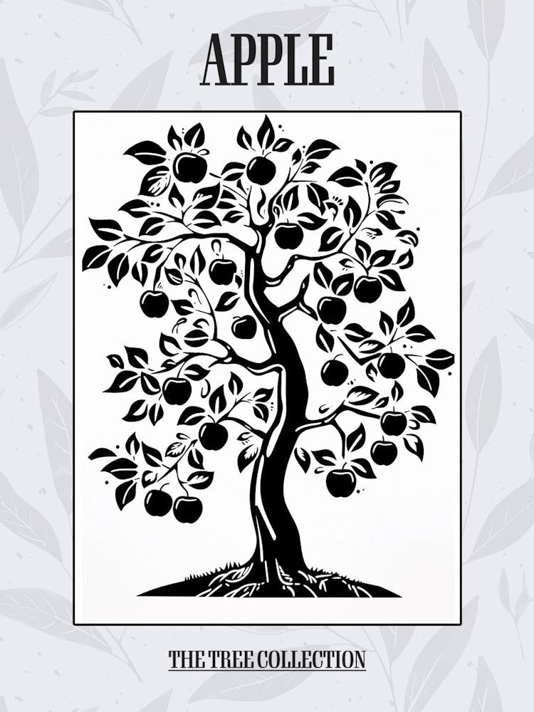 Apple Tree Simple Geometric Nature Stencil 3 Poster