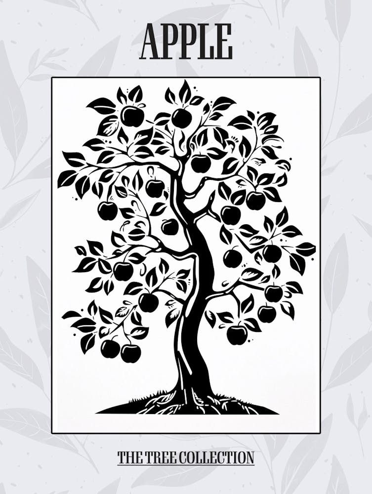 Apple Tree Simple Geometric Nature Stencil 3 Poster