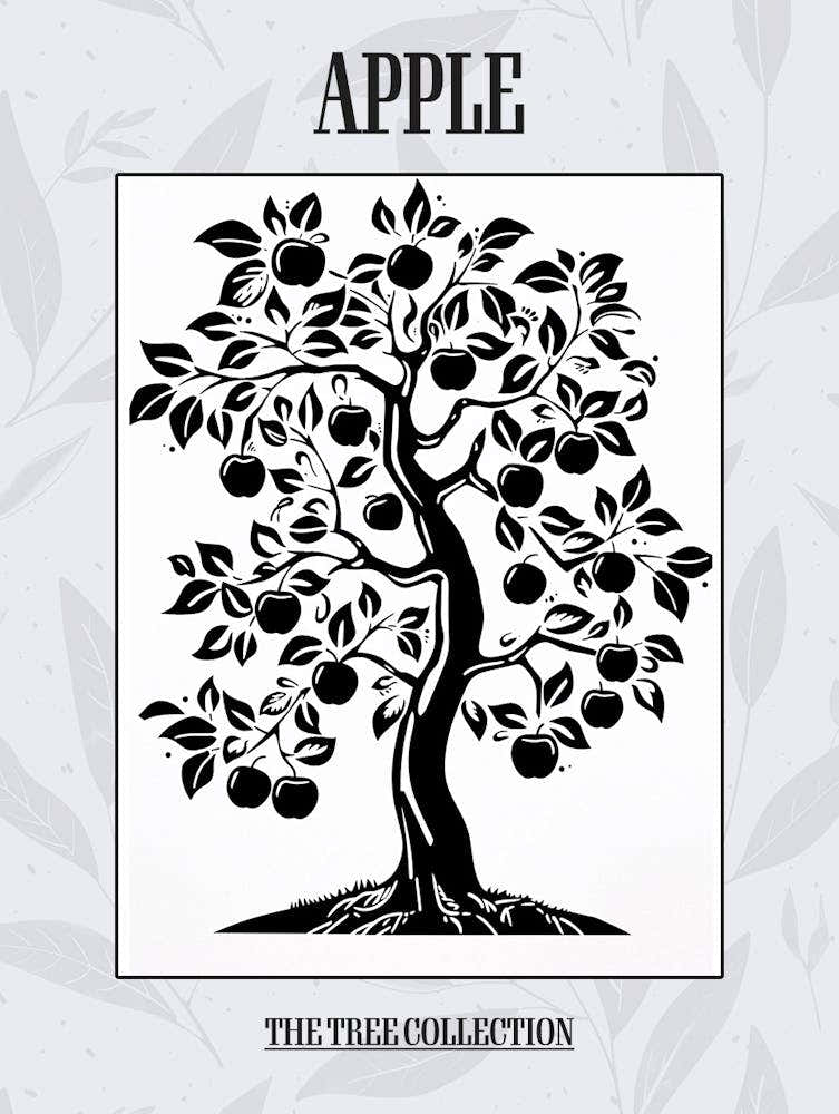 Apple Tree Simple Geometric Nature Stencil 3 Poster