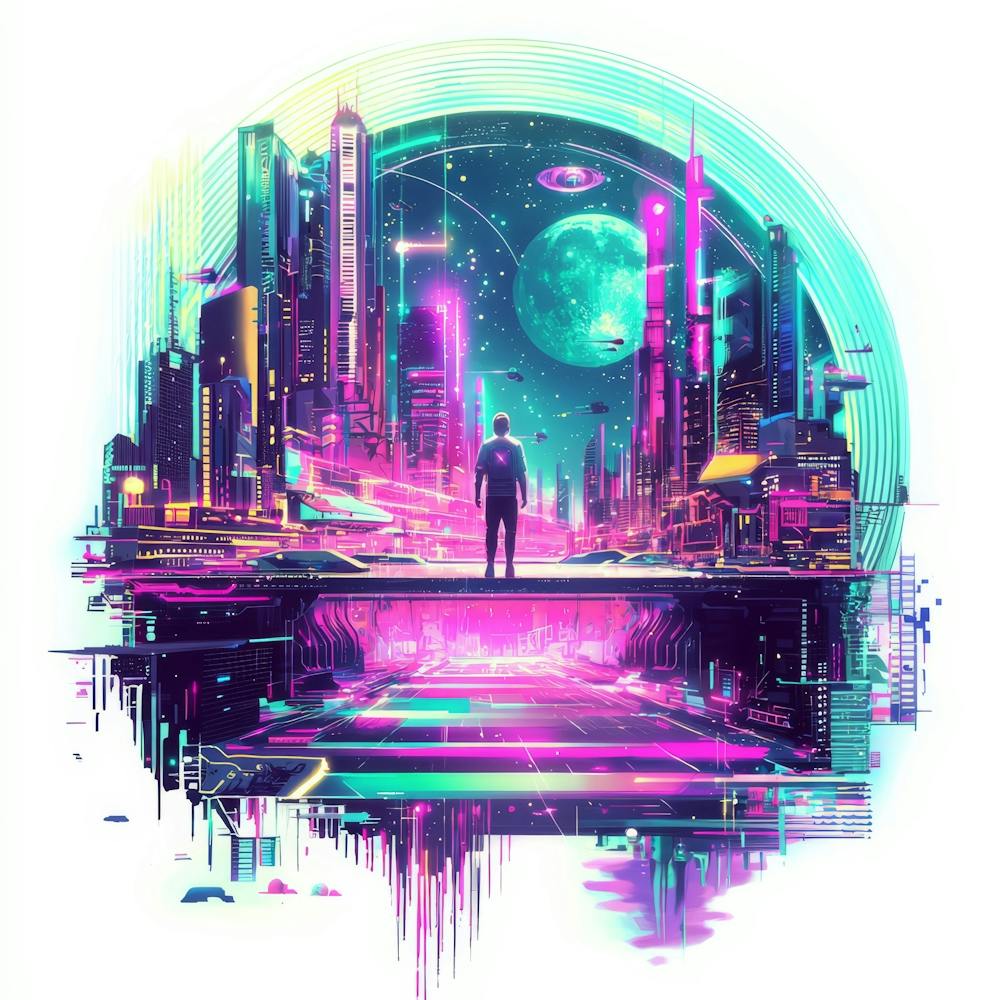 Futuristische Stadtlandschaft.KI-generiert. Wall 2