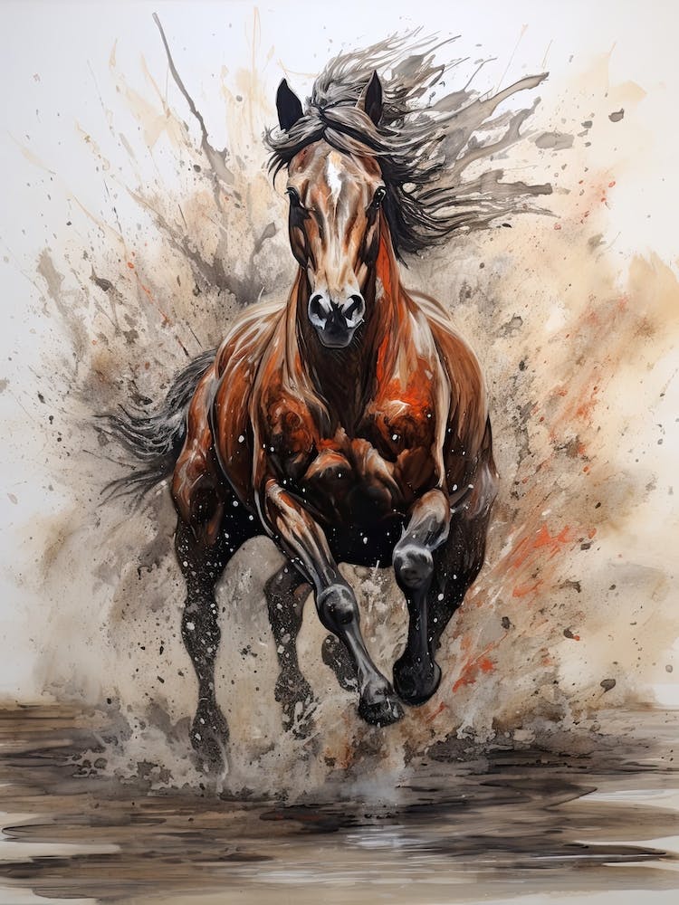 A Horse Painting In The Style Of Pouring Technique 4