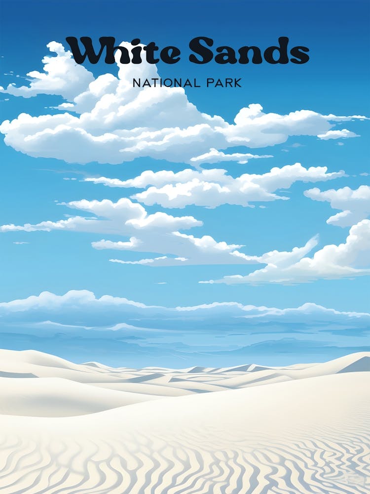 White Sands National Park New Mexico Dünen Reiseillustration