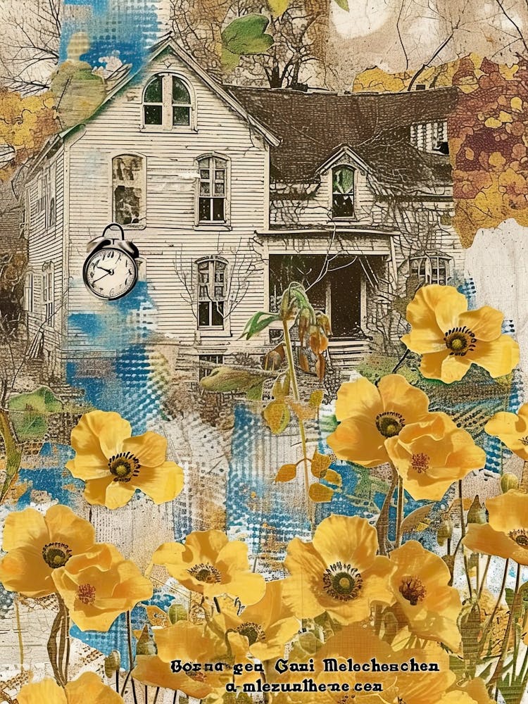 Ochre Flowers Scrapbook Collage Cottage 3
