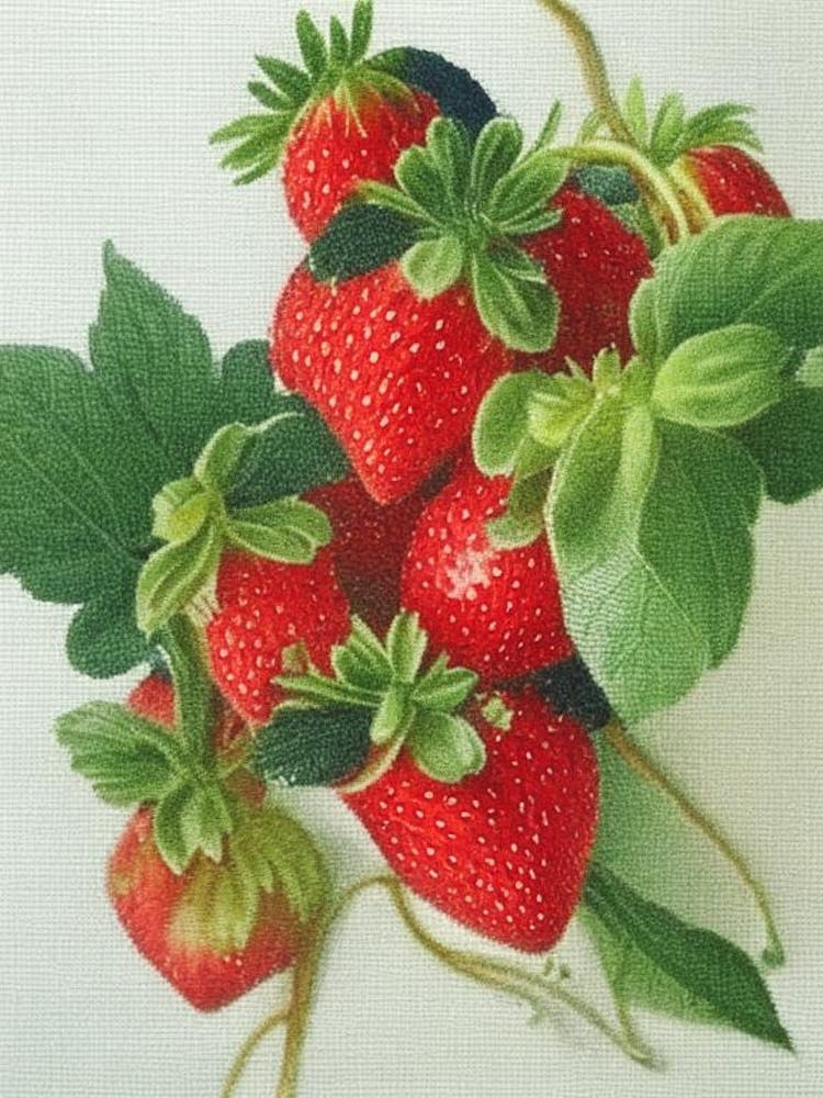 Alpine Strawberries, Plant, Crayon