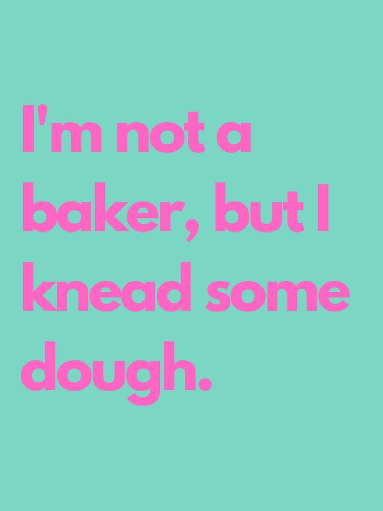 Knead Some Dough Pink Teal Kitchen Typography