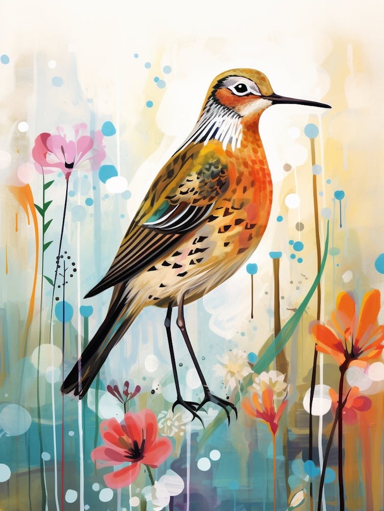 Vogel Gemälde Collage Alpenstrandläufer 4