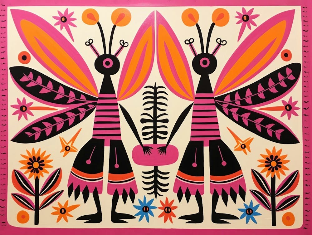 Libelle 1 Folk-Stil Tierillustration