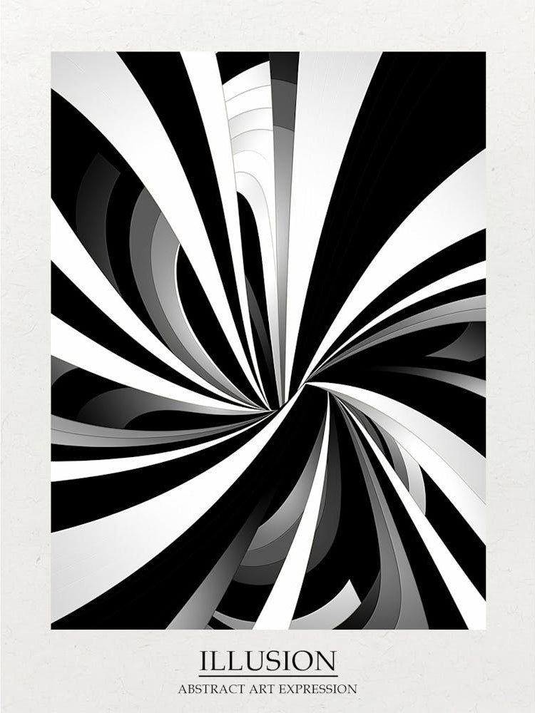 Illusion Abstract Black And White 8 Poster
