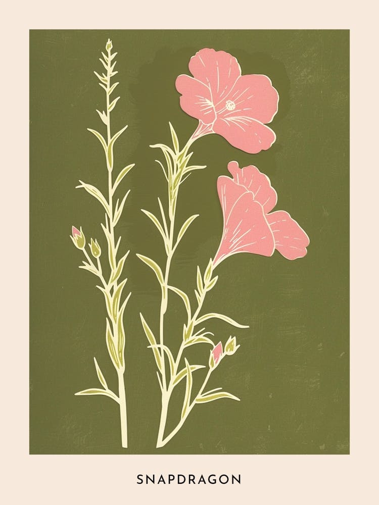 Pink & Green Snapdragon 3 Flower Poster