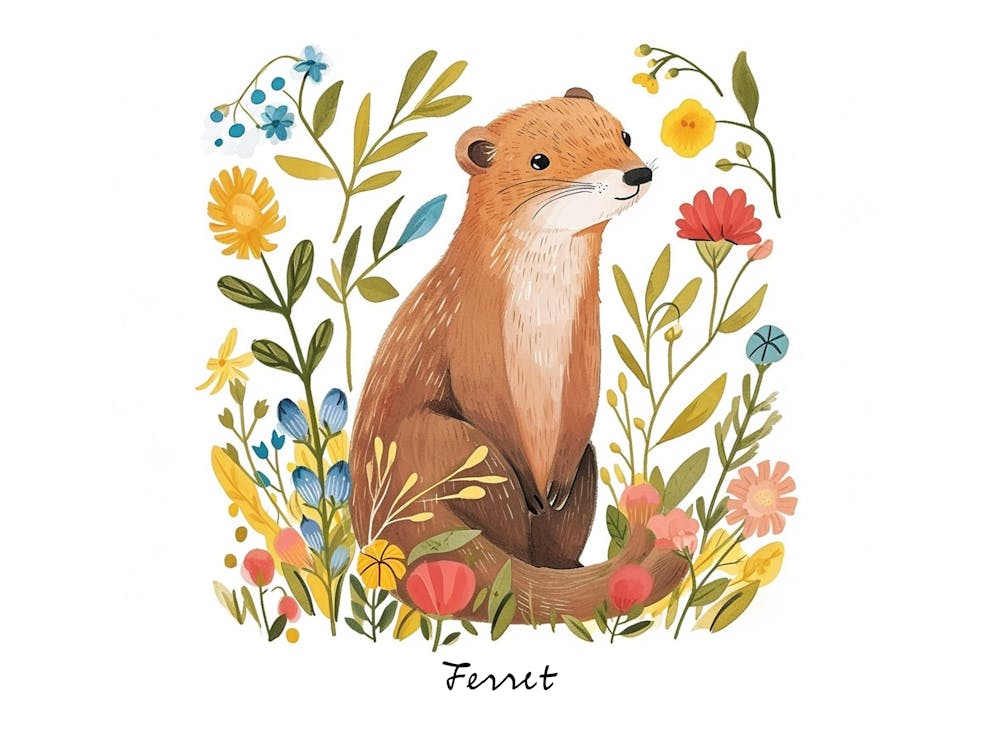 Little Floral Ferret 3 Poster