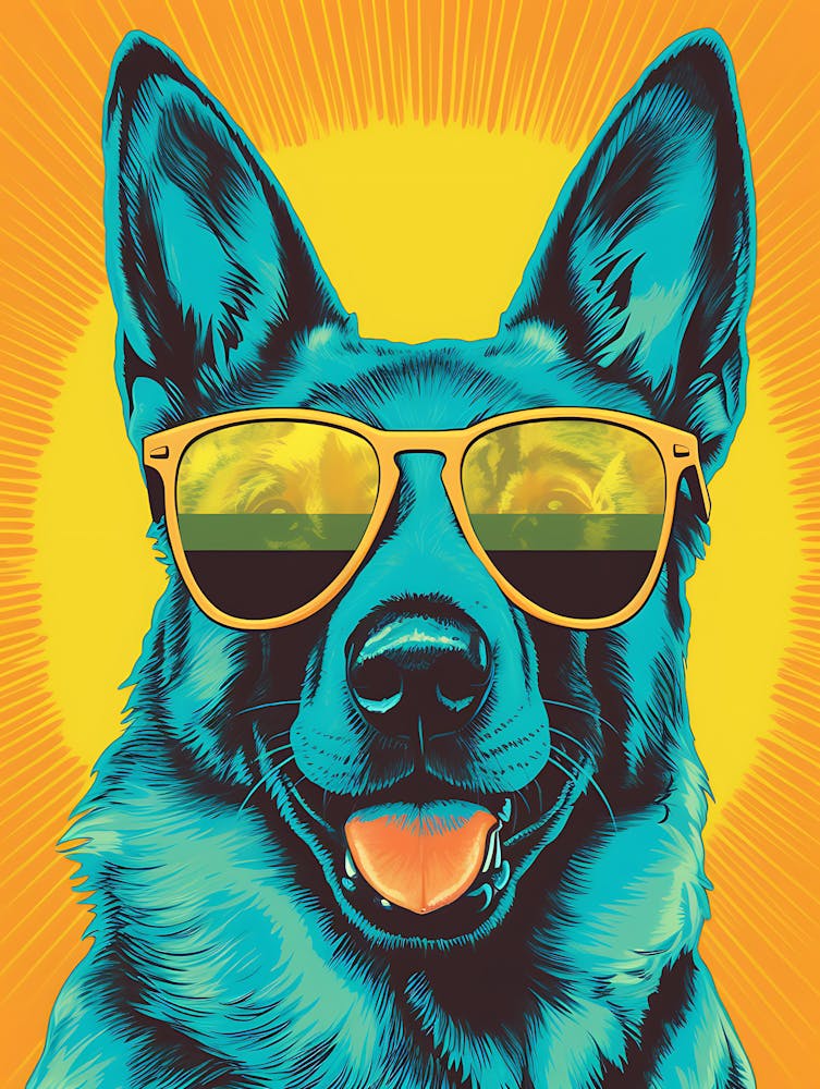 German Shepherd Dog With Sunglasses