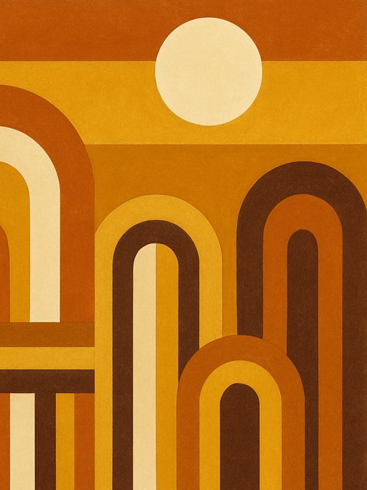 Sun and Arches Minimalist Geometric Design