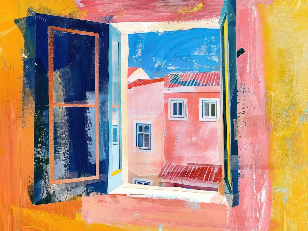 Lisbon From The Window View Painting 3