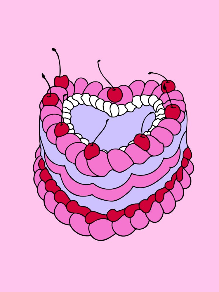 Heart Shaped Vintage Cake Print