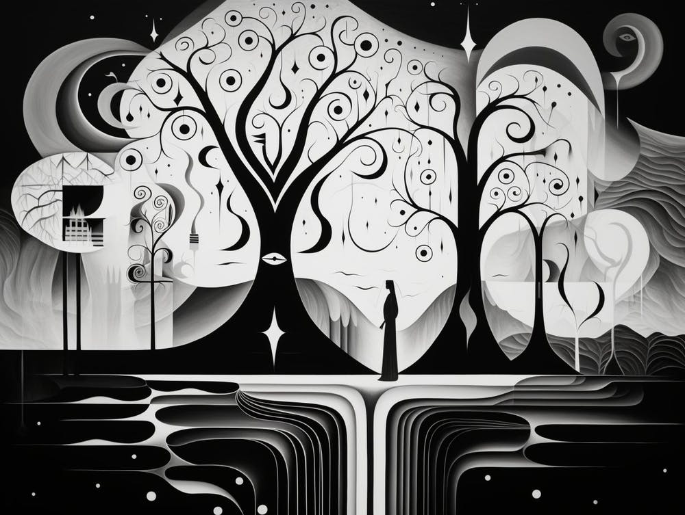 Harmony And Discord Abstract Black And White 4