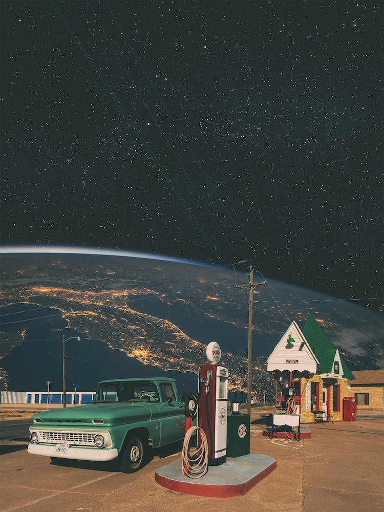 Gas Station Collage Art