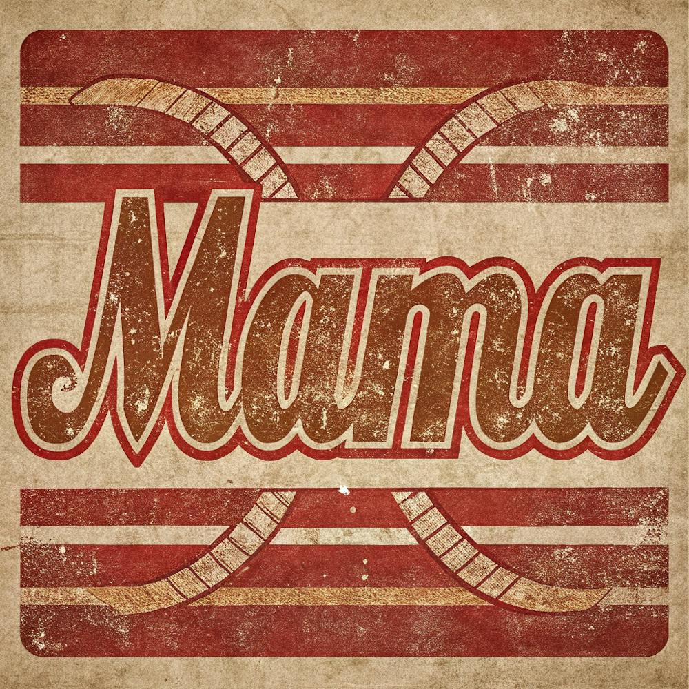 Ein sportliches Design mit dem Wort Mama in Fettschrift