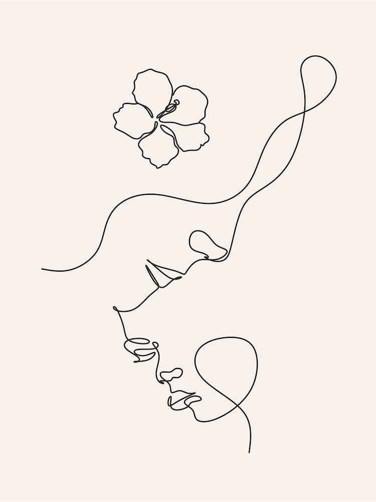 One Line art Illustration of Family