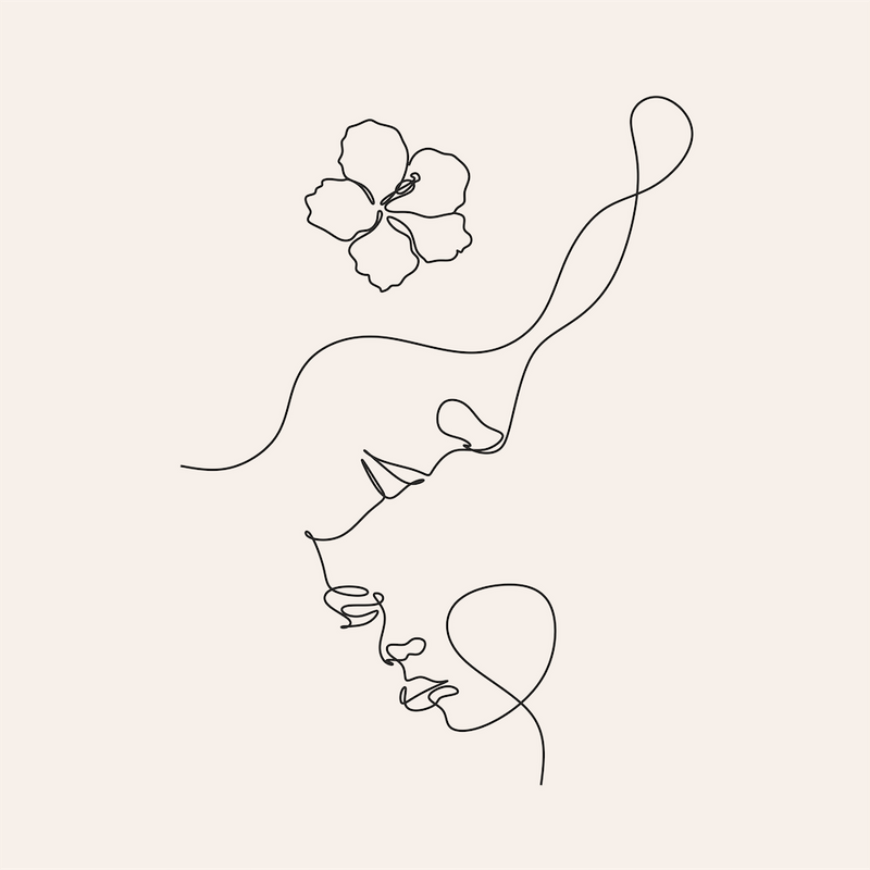 One Line art Illustration of Family